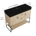 48 Inch Bathroom Vanity Freestanding Design With Black Resin Sink Plain Light Oak Bathroom American Traditional Plywood