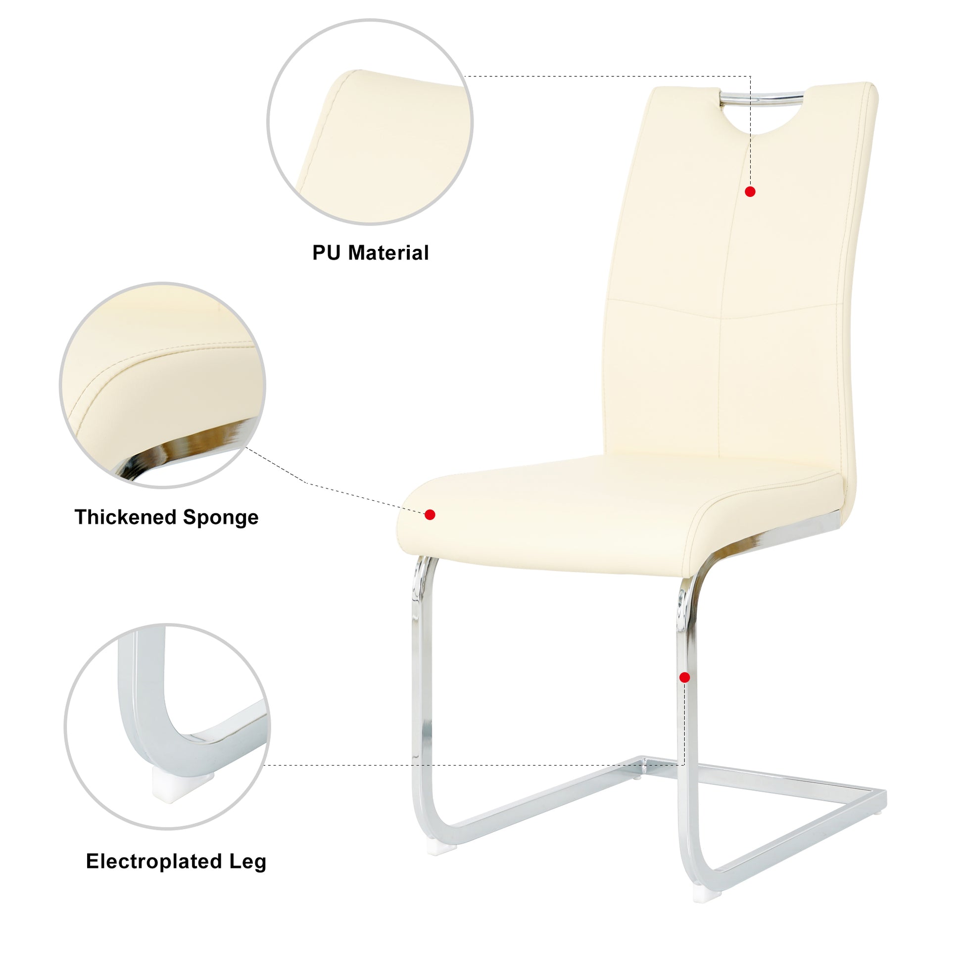 Modern Simple Table With A Glass Round Table And Six Chairs. Transparent Tempered Glass Table Top, Electroplated Table Legs, Bow Chair Legs Set Of 7 Light Yellow Round Glass Metal