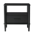 Transitional Solid Wood Spindle Nightstand Black Black Metal Pine