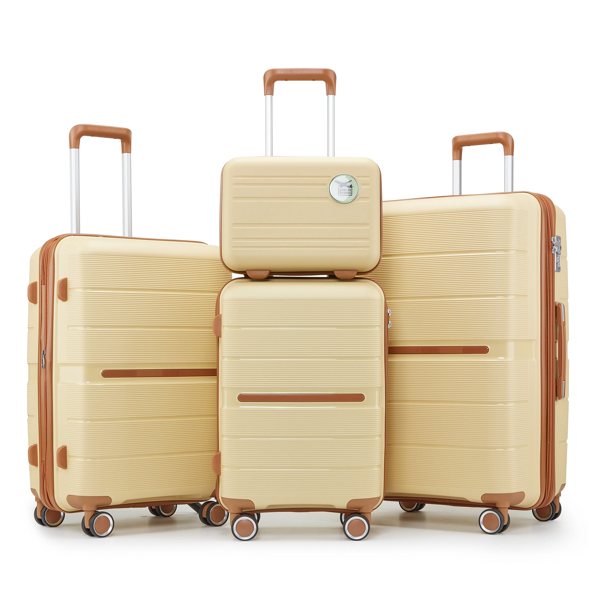 Luggage Sets 4 Piece 14 20 24 28 Pp Lightweight & Durable Expandable Suitcase Apricot Cream Polypropylene