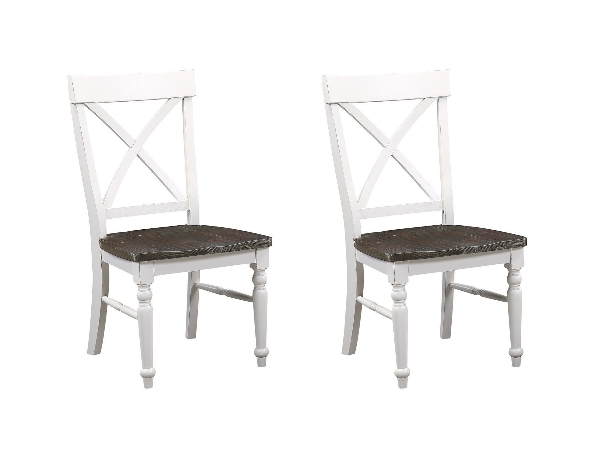 Mountina Brown And White Dining Chairs, Set Of 2 Brown White Solid Wood