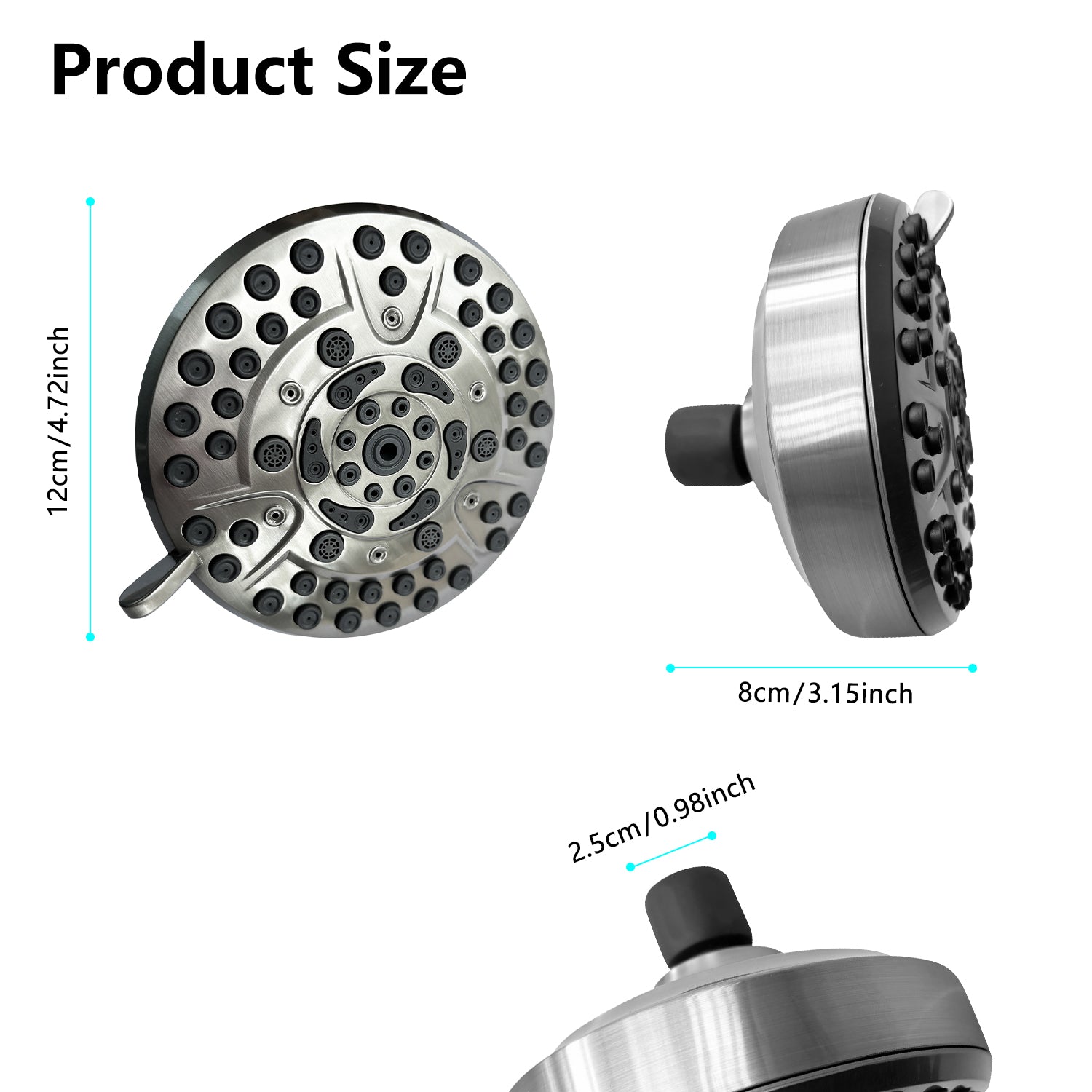 High Pressure Rain Shower Head With 10 Spray Modes, 4.7 Inch Fixed Bathroom Rainfall Showerhead With Adjustable Swivel Ball Joint, Bathroom Accessories Brushed Nickel Abs