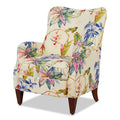 Paradise Upholstered Arm Chair, Off White Floral Printed On Cotton Beige Foam Fabric