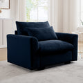 Blue Corduroy Deep Seat Single Sofa Accent Chair,Deep Seat Couch With Waist Pillow For Living Room Apartment Office Blue Corduroy 1 Seat