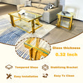 Golden Stainless Steel Coffee Table, Double Layer, Clear Tempered Glass Coffee Table, For Bed Room, Living Room Clear,Gold Modern Open Storage Rectangular Stainless Steel,Tempered Glass