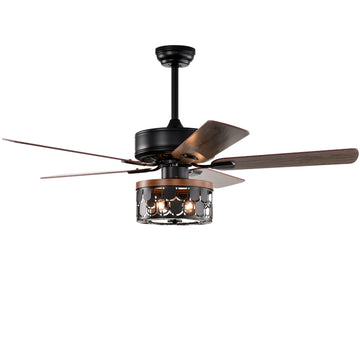 52'' Plywood Blades Ceiling Fan With Remote Control For The Living Room ,Bed Room Matte Black American Design,American Traditional,Farmhouse,Rustic,Vintage Plywood Iron