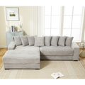 Arrived Oversized Two Piece Couches, L Shaped Sofa, Corduroy, Left Chaise Daybed,With Armrests,Eight Throw Pillows,Corner Sofa,Easy To Assemble, Gray Gray Polyester Wood Primary Living Space Medium Soft Pillow Back Modern Square Arms Wood 3 Seat