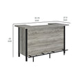 71 Inch Rectangular Home Bar Serving Unit, Storage Shelves, Two Tiers, Gray Gray Metal