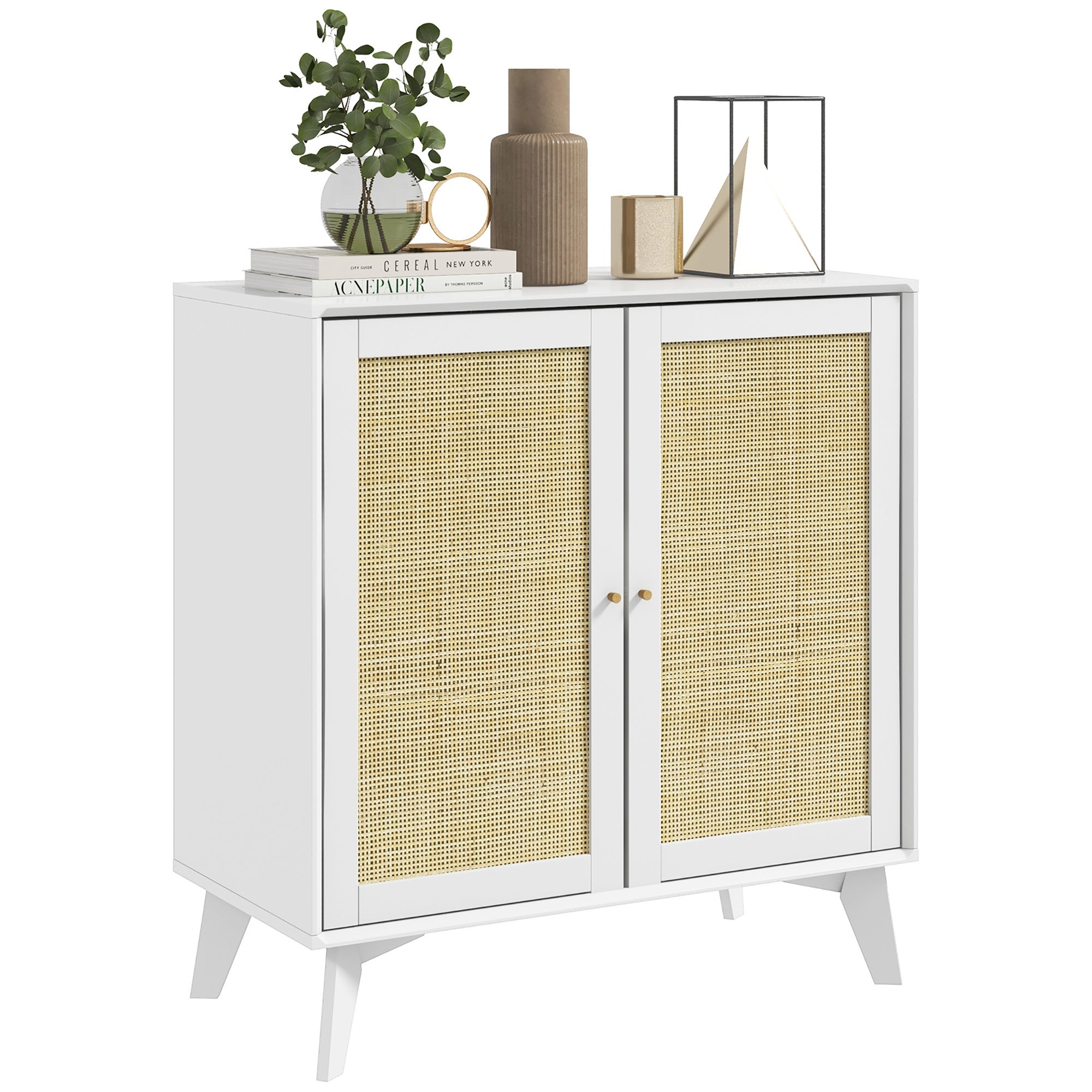 Homcom Boho Storage Cabinet, Kitchen Cabinet With