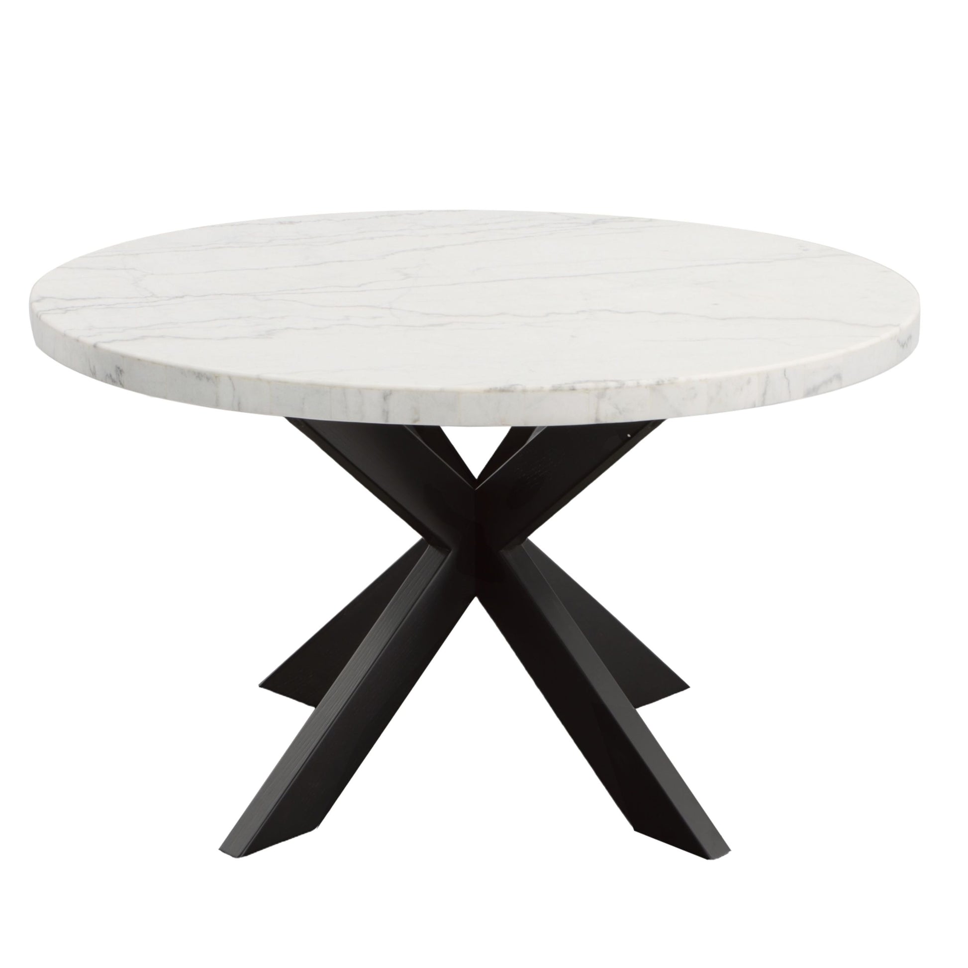 Xena White Marble Top Round Table Black Black Marble