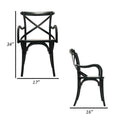 Rhy 18 Inch Dining Armchairs, Set Of 2, Metal Cross Backrests, Jet Black Black Wood Metal