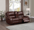 Keily 3 Piece Manual Reclining Living Room Set In Faux Leather Dark Brown Dark Brown Faux Leather