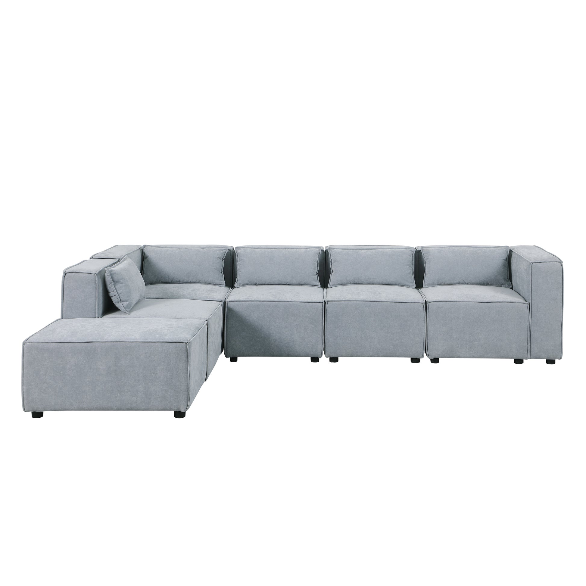 Modular Sofa Grayish Blue Chenille Fabric, Simple And Grand, The Seat And Back Is Very Soft. This Is Also A Knock Down Sofa Grayish Blue Chenille 6 Seat