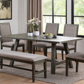 Rectangular Wooden Dining Table In Grey Finish Grey Seats 6 Dining Room Rectangular Mdf,Rubber Wood