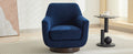 U Shaped Fully Assembled Swivel Chair Velvet Accent Chair Armchair Round Barrel Chair For Living Room Bedroom, Navy Blue Navy Blue Velvet