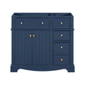 36'' Bathroom Vanity Without Basin Sink, Solid Wood Frame Bathroom Storage Cabinet, Freestanding Vanity With 3 Drawers& Adjustable Shelf Not Include Basin Sink Blue Bathroom Modern Solid Wood Mdf