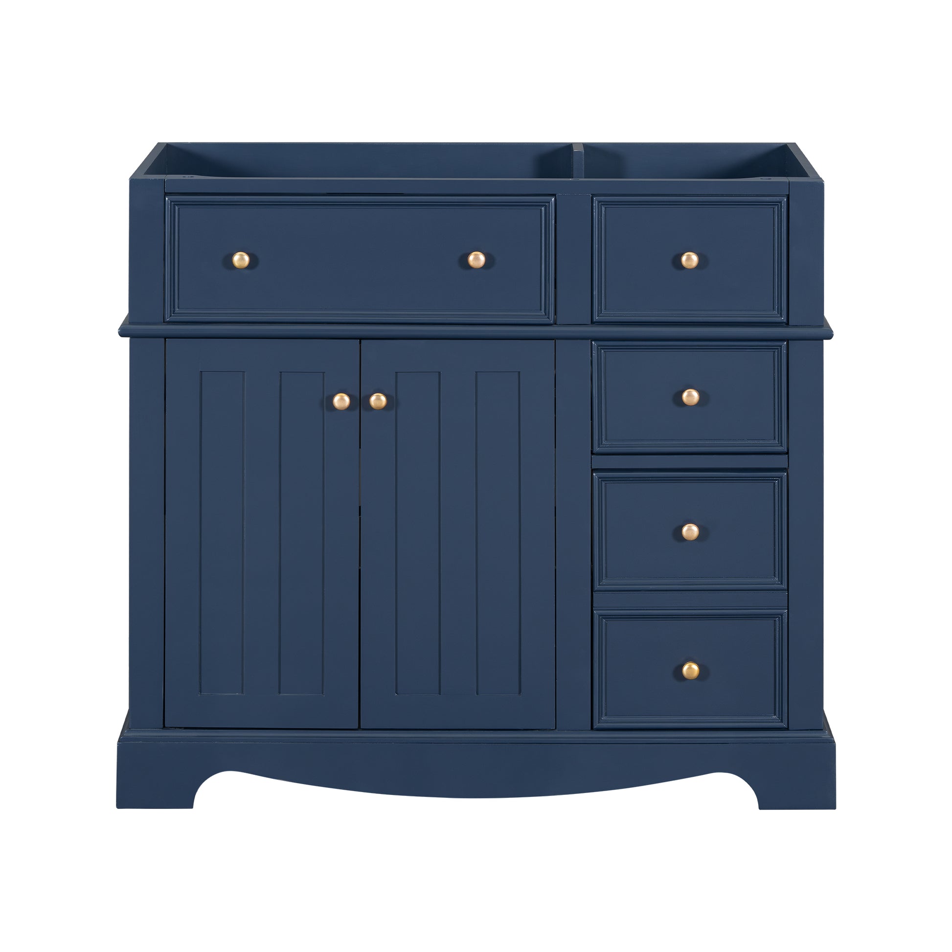 36'' Bathroom Vanity Without Basin Sink, Solid Wood Frame Bathroom Storage Cabinet, Freestanding Vanity With 3 Drawers& Adjustable Shelf Not Include Basin Sink Blue Bathroom Modern Solid Wood Mdf