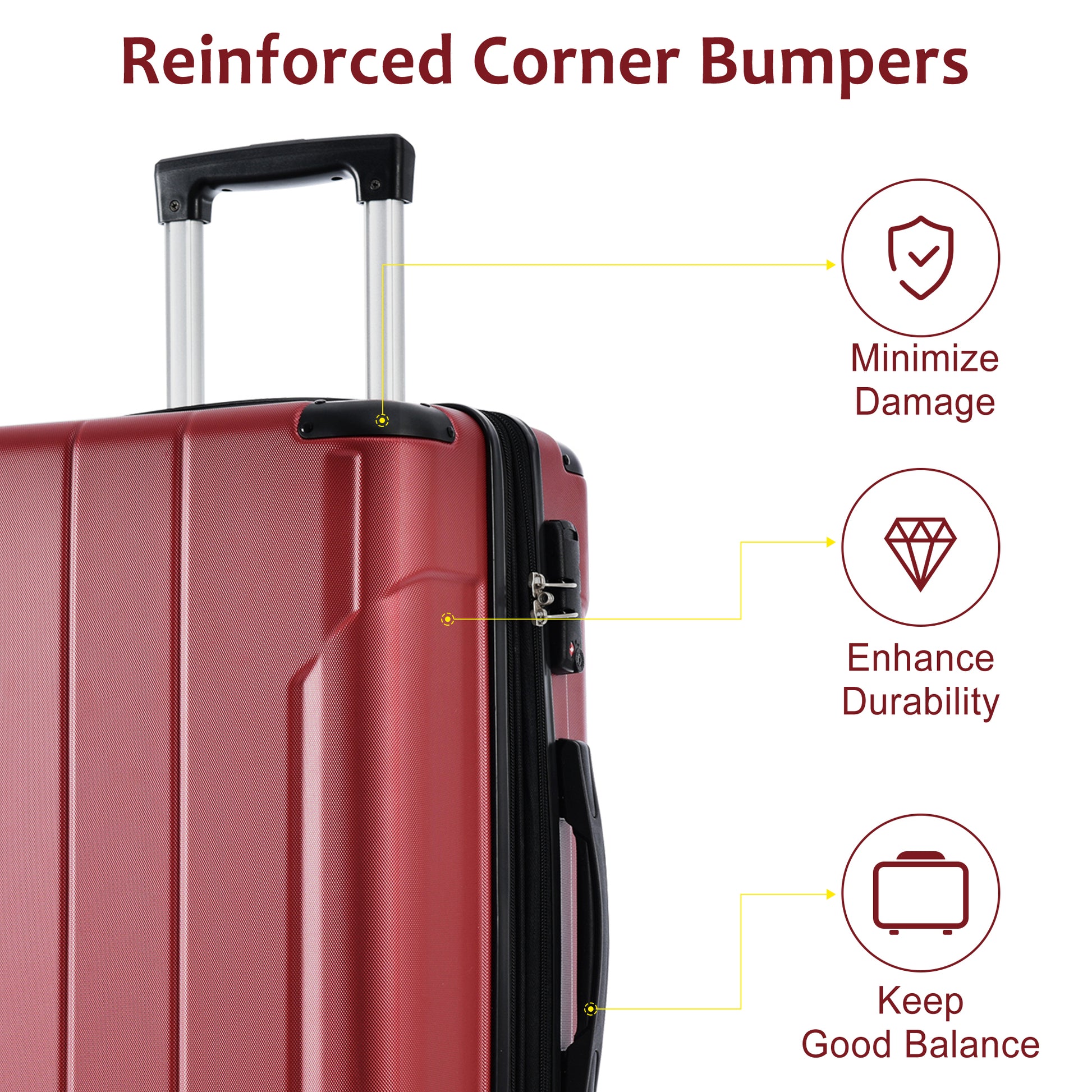 Luggage Sets 2 Piece, Hardshell Abs Lightweight And Expandable Only 28" Suitcases With Double Wheels, Carry On Luggage, 2 Piece Set 20 28 , Red Red Abs