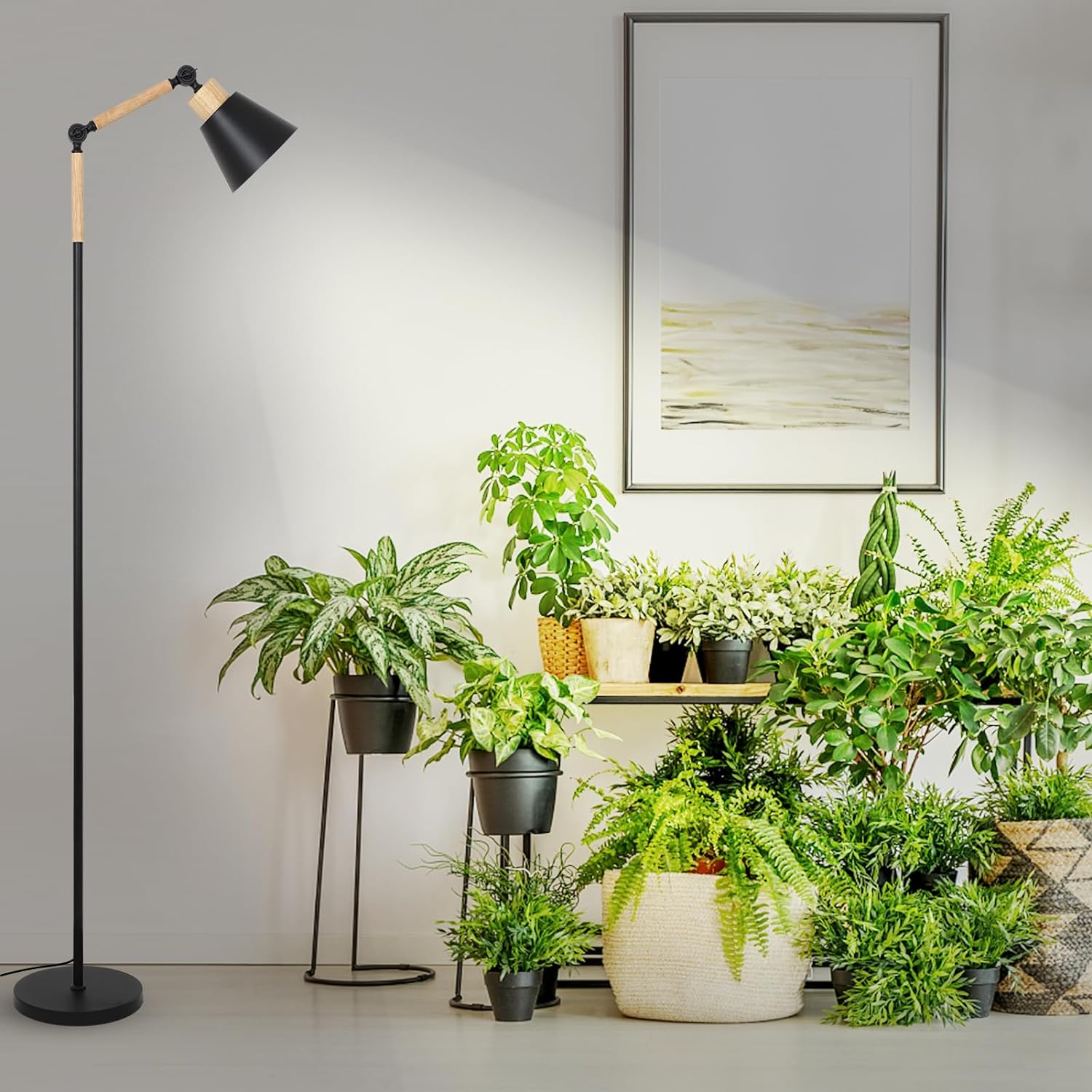 plant lamp for indoor plants Grow Lights For Indoor Plants Full Spectrum, Plant Lights For Indoor Growing With 20W Cob Grow Light Blub, 4 8 12H Timer, Standing Tall Grow Lamp For