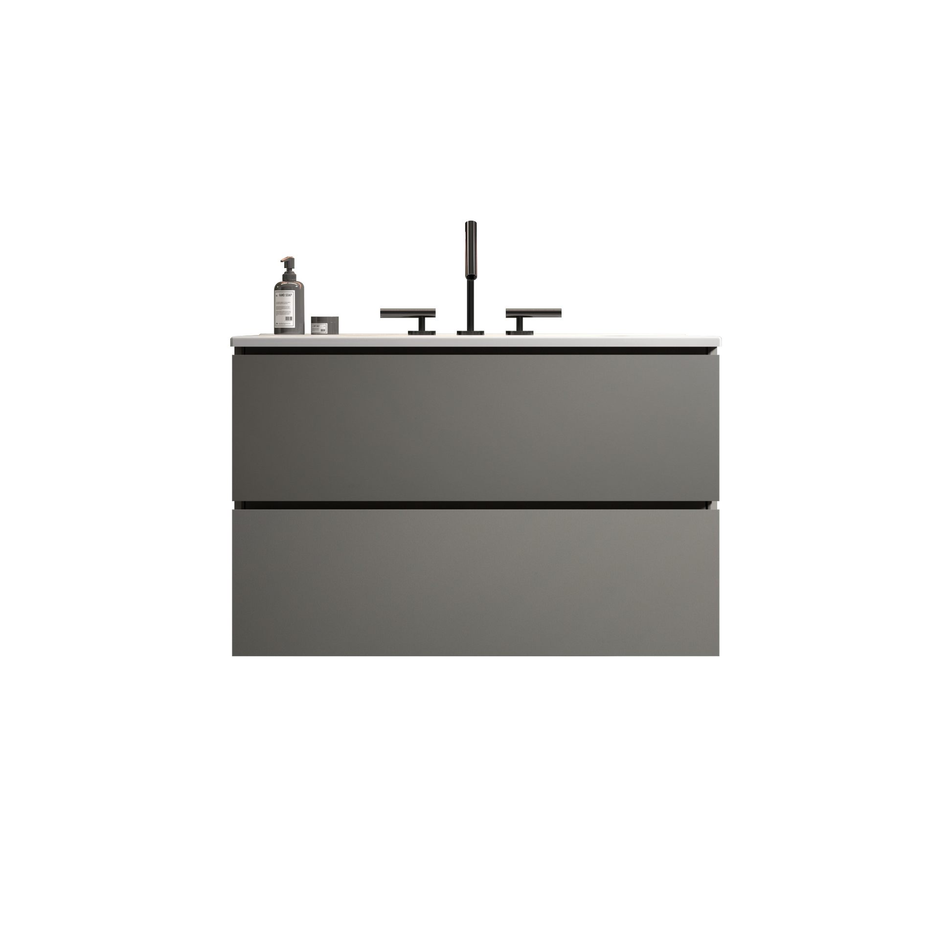 Tia 30" Wall Mount Space Grey Bathroom Vanity With Ceramic Sink With Three Faucet Holes, Large Storage Floating Bathroom Vanity For Modern Bathroom, Pre Assembled White Gray Bathroom Modern Ceramic