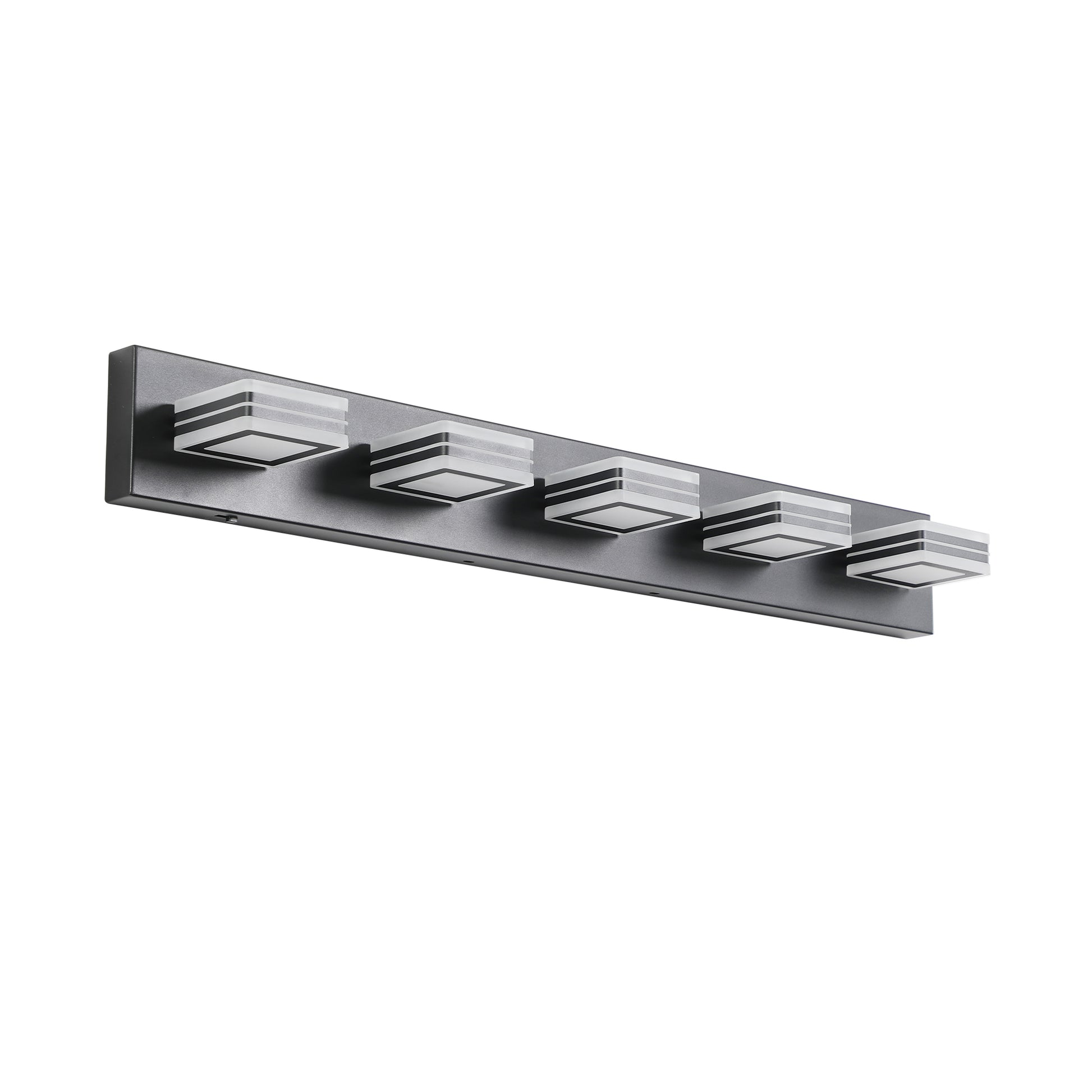 Modern 5 Light Led Vanity Light Sleek Bathroom Wall Fixture, Iron & Acrylic, Dimmable & Energy Efficient, Ideal For Mirror Lighting Black Acrylic,Iron