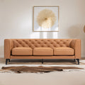 92.52 Inch Genuine Leather Couch 3 Seater Sofa With Tufted Back,Grain Leather Couch With Feather,Comfy Sofa For Living Room, Comfy Sofa Couch With Extra Deep Seats,Tan Tan Genuine Leather 3 Seat