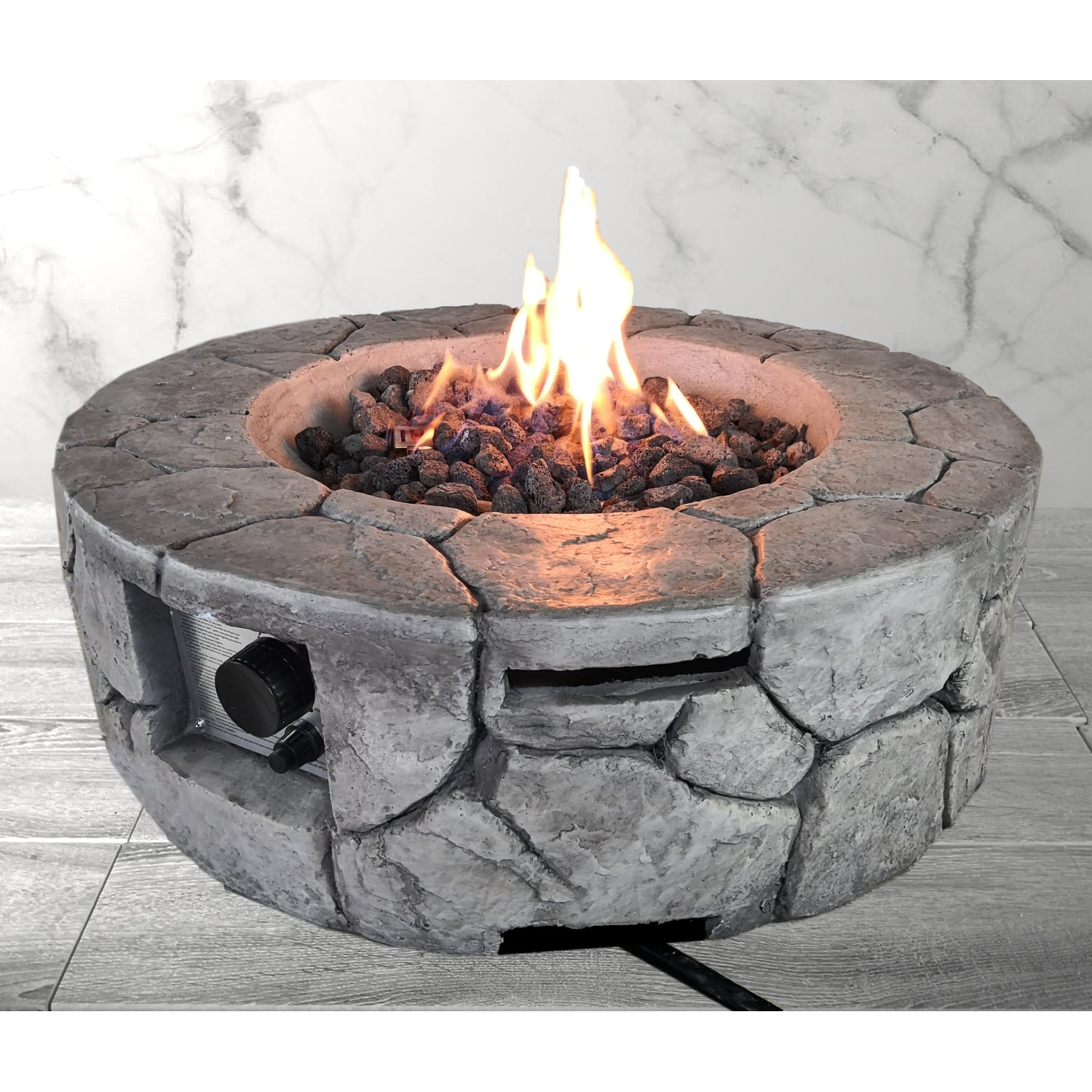 9'' H X 28'' W Fiber Reinforced Concrete Outdoor Fire Pit Stone Gray Garden & Outdoor Modern Stone Concrete