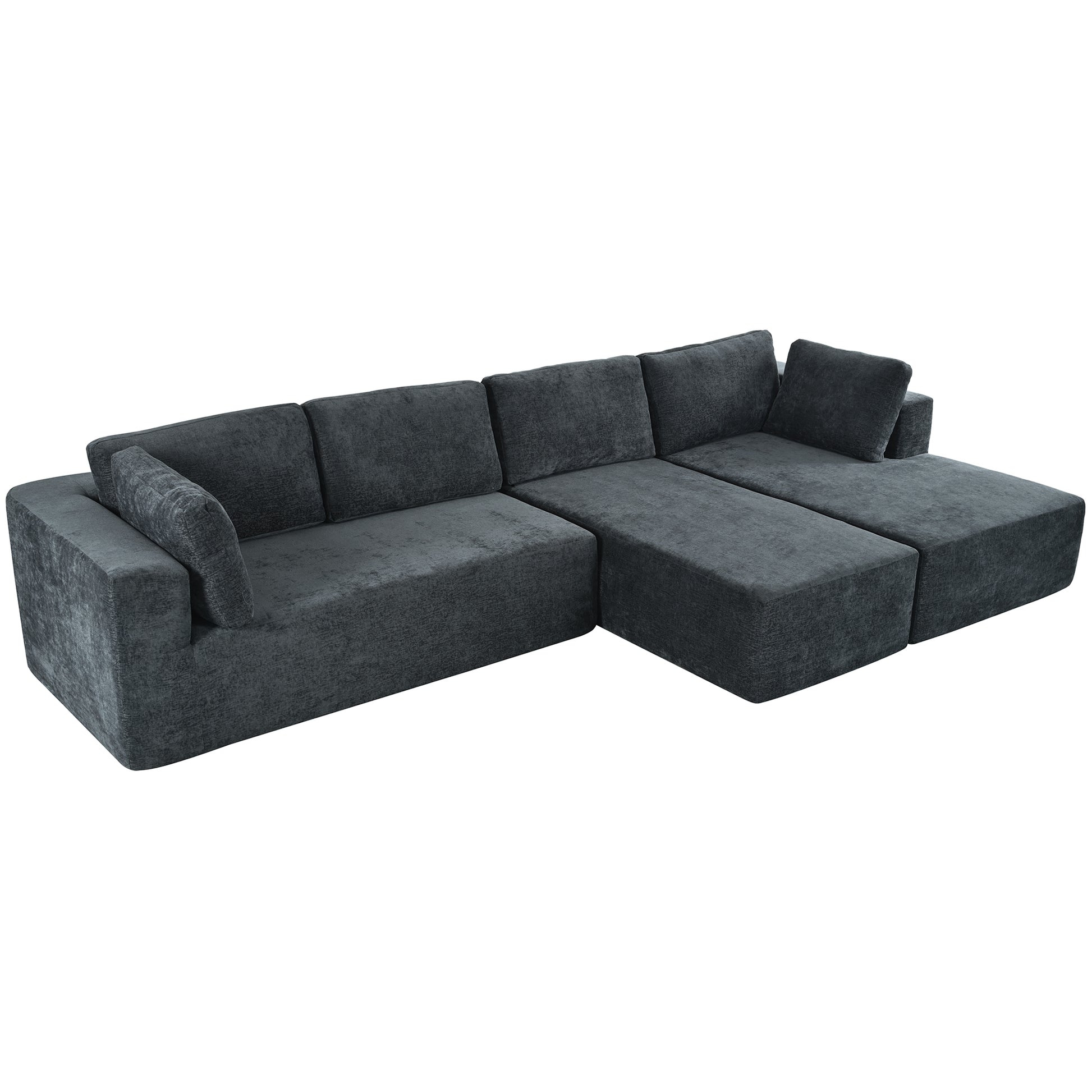 Modern Large Modular Sectional Sofa For Living Room, Bedroom, Salon, 3 Piece Free Combination Gray Polyester 3 Seat