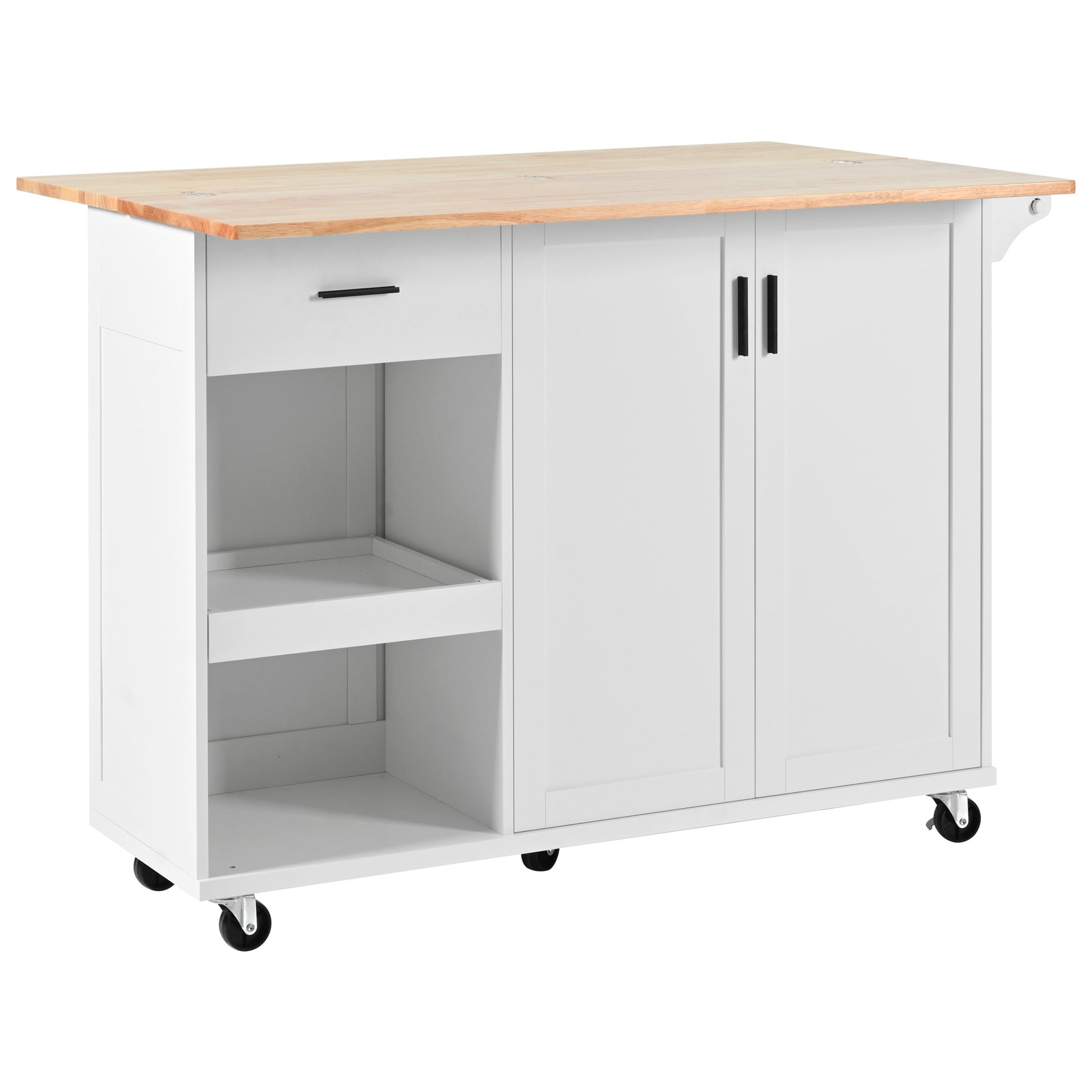 K&K Kitchen Island With Foldable Counter Top, Kitchen Storage Cart With Slide Out Shelf, Towel Rack And Drawer, Rolling Kitchen Cart On Wheels, For Kitchen, Living Room, Dining Room, White White Brown Kitchen Classic,Farmhouse,Luxury,Modern Rectangular