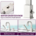 Waterfall Bathtub Faucet With Sprayer, 3 Hole Roman Tub Filler With Hand Shower Deck Mount Waterfall Tub Spout Set Brushed Nickel Stainless Steel