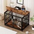 Furniture Style Dog Crate Wrought Iron Frame Door With Side Openings, Rustic Brown, 43.3''W X 29.9''D X 33.5''H. Rustic Brown Particle Board