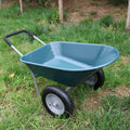 Wheel Barrow Two Wheeled Trolley For Green Garden 15 Inch Pneumatic Wheel Wb1001Gn Green Abs Steel Q235