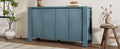 Retro 4 Door Sideboard With Distressed Finish And Adjustable Shelves For Dining Room, Kitchen, And Living Room Navy Navy Mdf,Rubber Wood