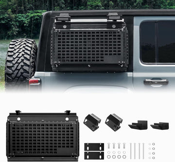 Rear Side Window Storage Box, Modular Storage Molle Panel For Tools Molle Accessories, Rear Window Storage Panel Kit Storage Box With Lock Fits For Jeep Wrangler Jl 2018 2024 Black Aluminium