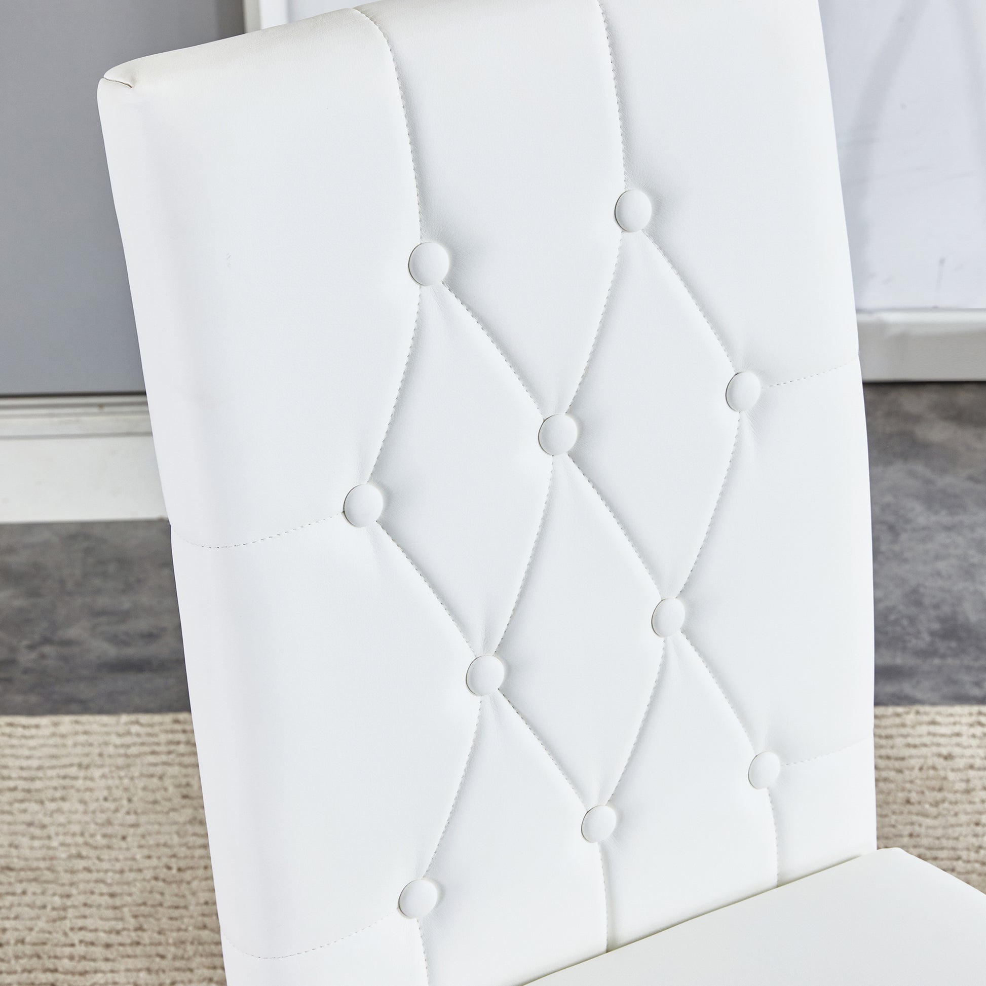 2 Piece Dining Chairs.White Armless Dining Chairs Brings A Touch Of Fresh And Bright Ambiance To The Dining Area, Seamlessly Blending With Modern Minimalist Or Nordic Decor Styles. White Pu