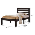 Espresso Platform Bed With Slat Headboard Full Espresso Wood Espresso Bedroom Transitional Poplar Wood