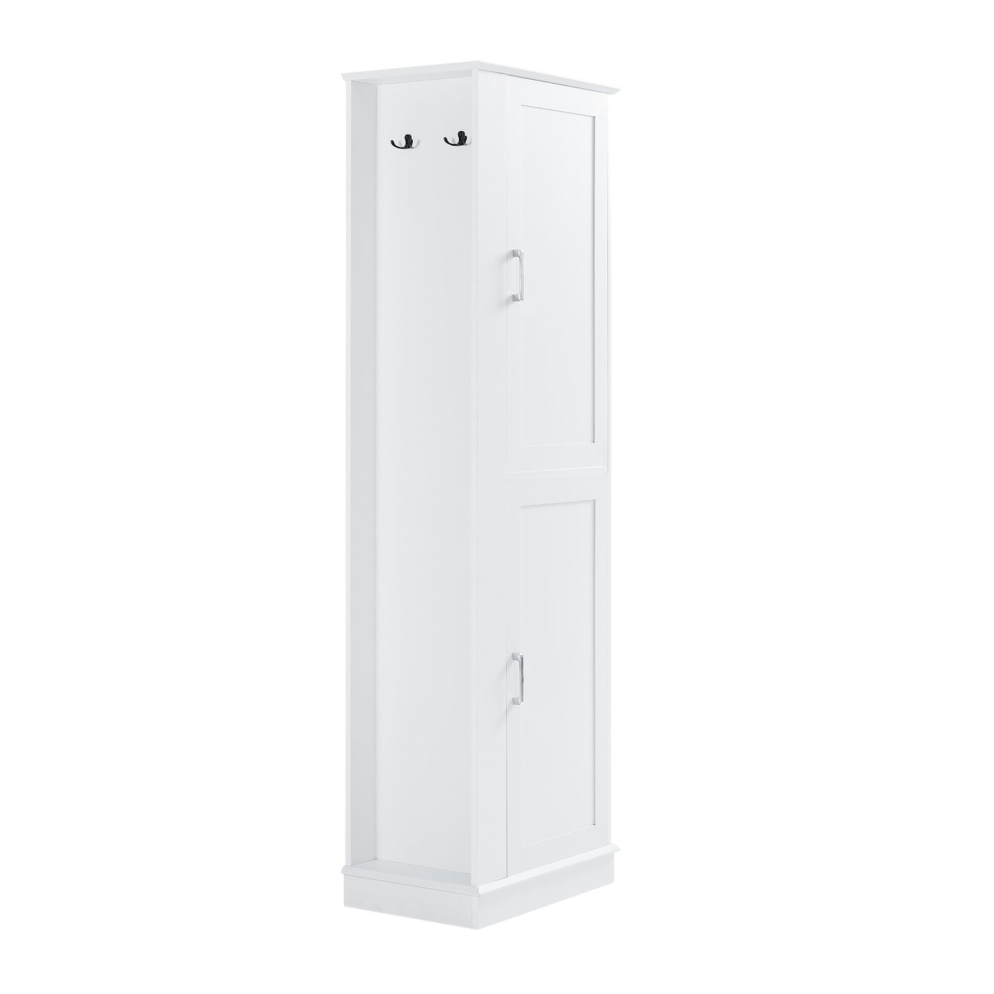 Tall Bathroom Storage Cabinet, Freestanding Storage Cabinet With Hook And Adjustable Shelf, Mdf Board, White White 2 Mdf