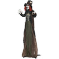 Homcom 6' Life Size Outdoor Halloween Decoration, Animatronic Zombie With Realistic Skeleton Chest And Scary Sharp Teeth, Sound And Motion Activated Animated Prop With Light Up Eyes Multicolor Polyester