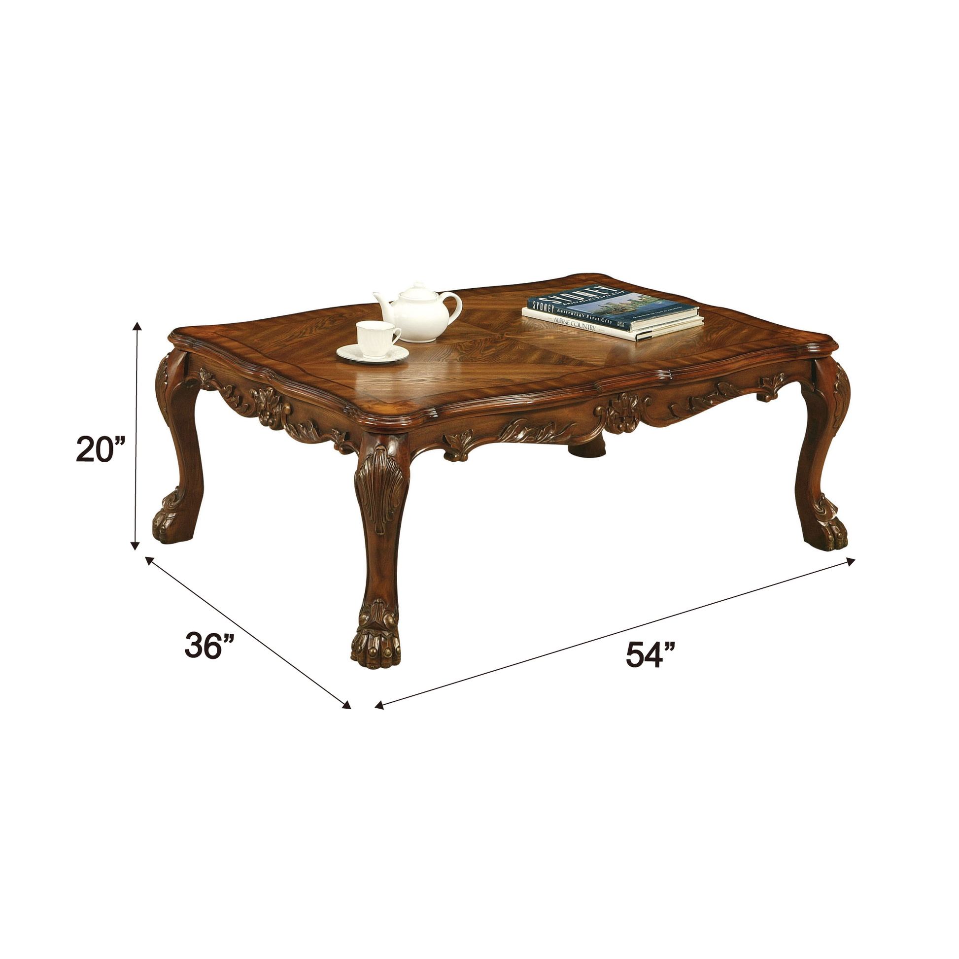 Cherry Oak Coffee Table With Claw Leg Cherry Primary Living Space Rectangular Solid Wood
