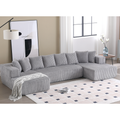 Arrived 131'' Modular Sectional Couch, U Shaped Sofachaise Lounge, Striped Fabric,Upholstered 4 Seater Couch For Living Room, Bedroom, Free Combination Sofa Corduroy , Gray Gray Polyester Primary Living Space Soft Modern Square Arms Foam Upholstered 4