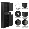 Tall Bathroom Storage Cabinet, Freestanding Storage Cabinet With Drawer And Adjustable Shelf, Mdf Board With Painted Finish, Black Black Mdf