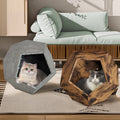 25.98'' Shaped Modern Pet Furniture Cat Kennel Side Table Mdf Multi Purpose Furniture Antique Wood Color Antique Brown Mdf