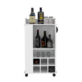 Fargo Bar Cart With Cabinet, 6 Built In Wine Rack And Casters White Primary Living Space Modern Particle Board Shelves Included Engineered Wood