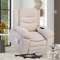 Massage Recliner,Power Lift Chair For Elderly With Adjustable Massage And Heating Function,Recliner Chair With Infinite Position And Side Pocket For Living Room ,Beige Beige Foam Linen