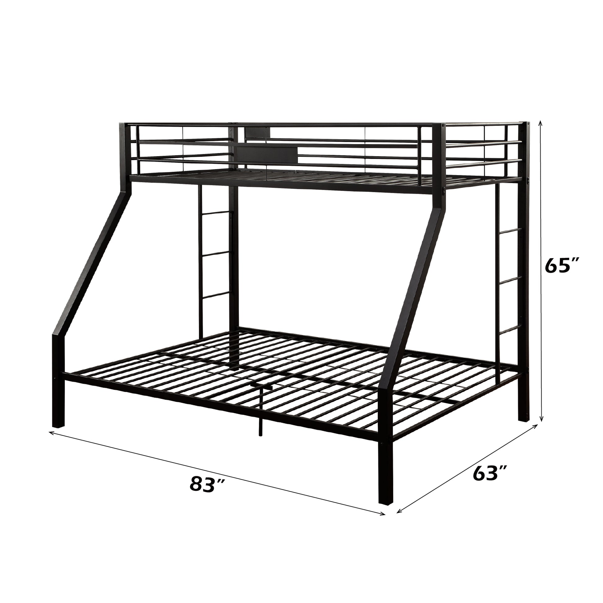 Limbra Sandy Black Finish Twin Xl Queen Bunk Bed Black Metal