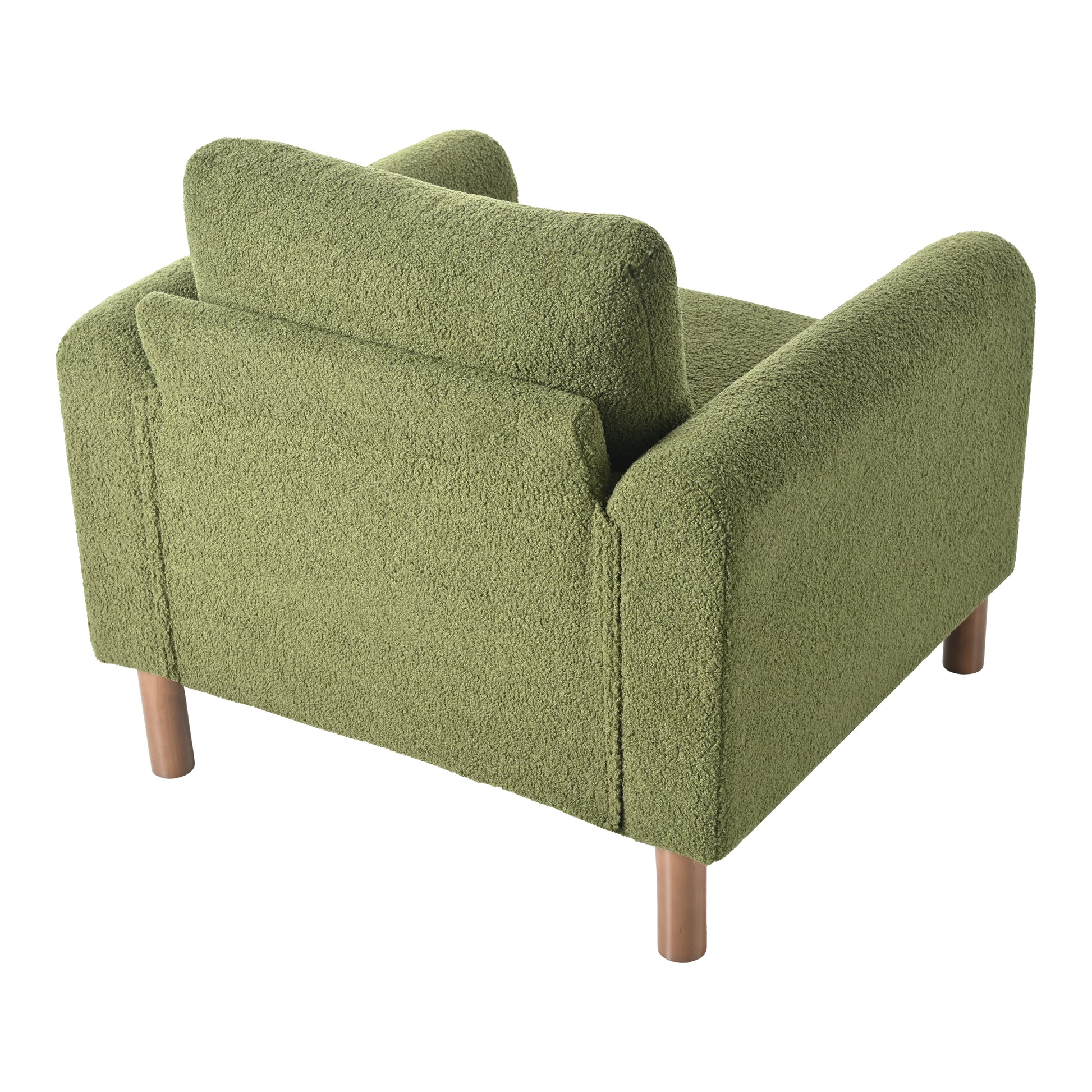 Oversized Accent Chair, Upholstered Living Room Chairs Single Sofa Chair With Walnut Legs, Curved Handrail, Green Green Teddy