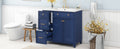 36 Inch Bathroom Vanity, Transitional Style Bathroom Cabinet With Resin Sink, Navy Blue Single Bathroom Cabinet, With 2 Drawers And 1 Adjustable Storage Shelf, 2 Soft Close Doors Navy Blue Solid Wood Mdf Resin