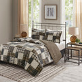 3 Piece Reversible Printed Quilt Set Black Brown King Cal King Black Brown Microfiber