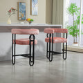 Coolmore Bar Stools Set Of 1, Modern Bar Stool With Back, Black Metal Frames, Upholstered Bar Stools For Kitchen Island, Pub, Club Pink Chenille Pink Primary Living Space Foam Chenille