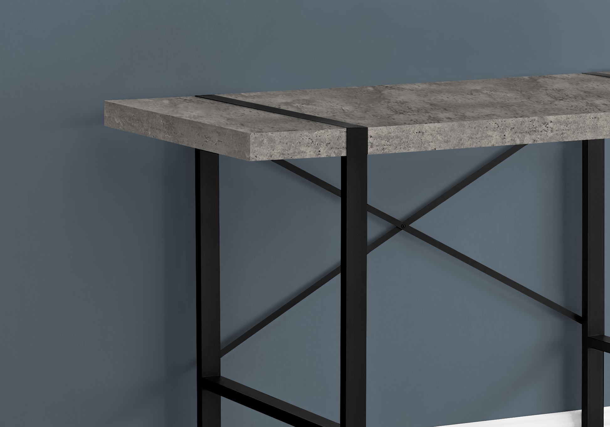 Computer Desk, Home Office, Laptop, 48"L, Work, Grey Laminate, Black Metal, Contemporary, Modern Grey Particle Board